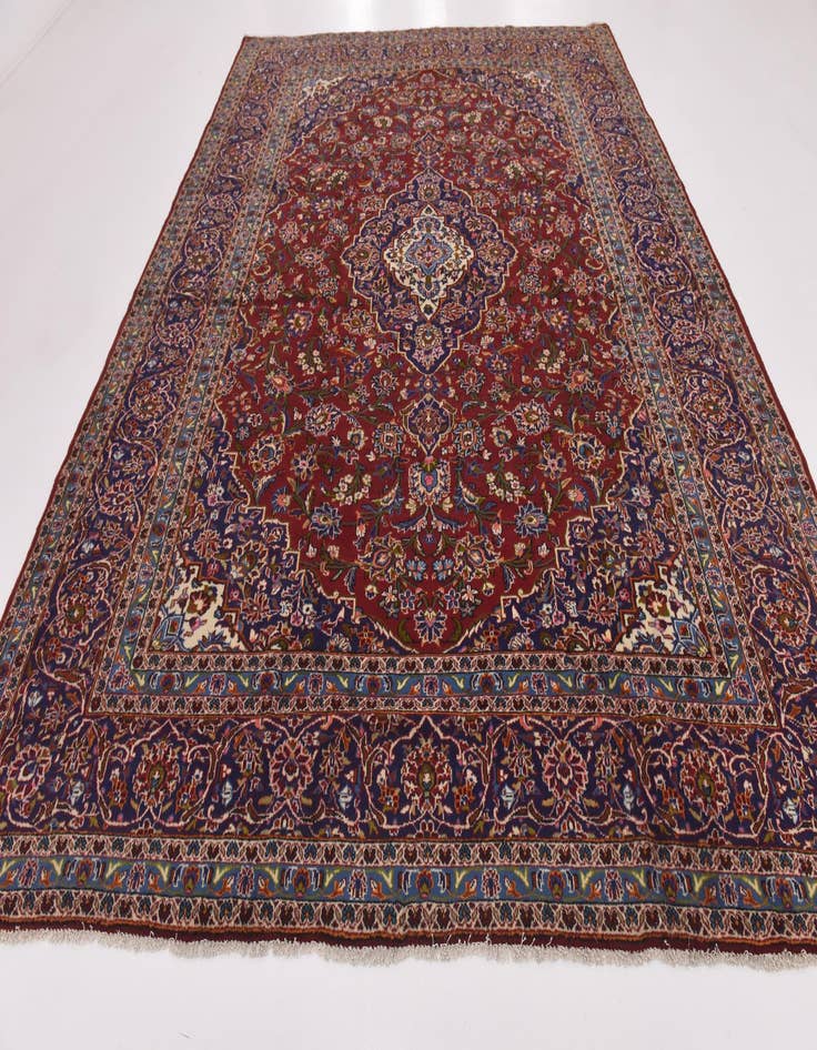 Detail image of  9' 9 x 13' 5  Hand Knotted Kashan Persian Wool Rug