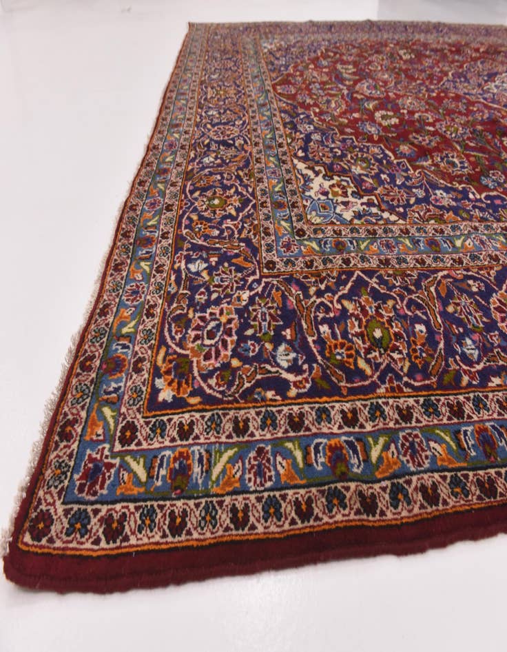 Detail image of  9' 9 x 13' 5  Hand Knotted Kashan Persian Wool Rug