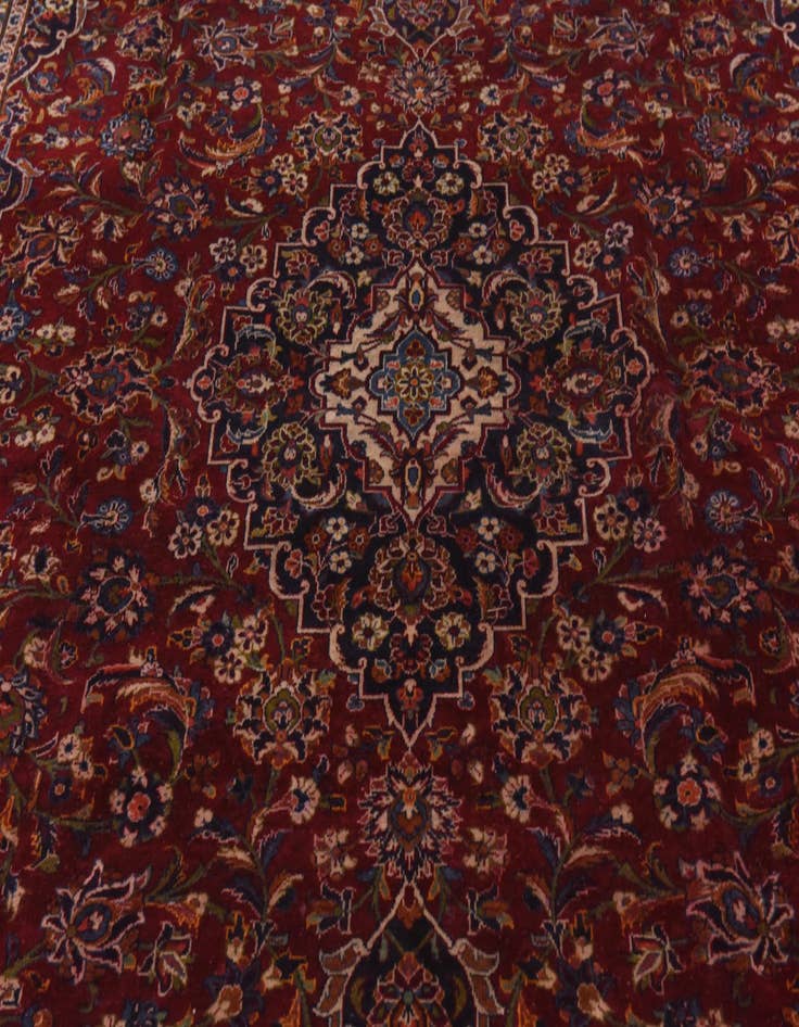 Detail image of  9' 10 x 13'  Hand Knotted Kashan Persian Wool Rug
