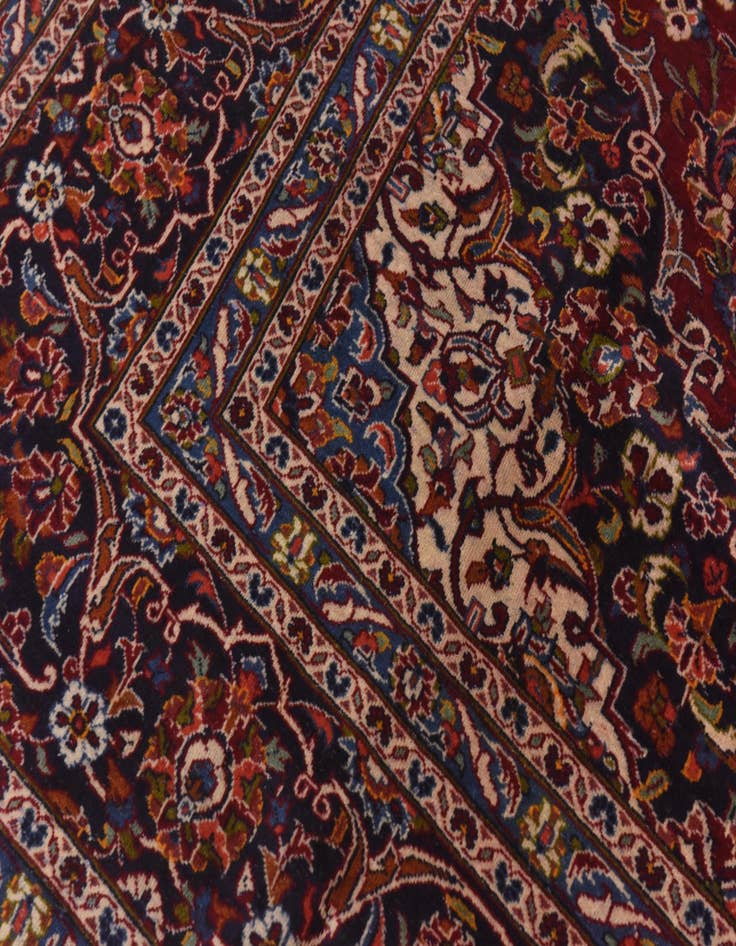 Detail image of  9' 10 x 13'  Hand Knotted Kashan Persian Wool Rug