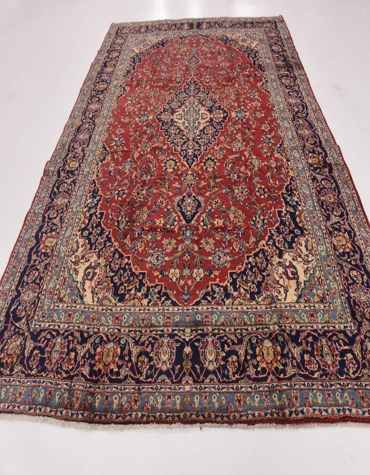 Detail image of  9' 10 x 12' 9  Hand Knotted Kashan Persian Wool Rug