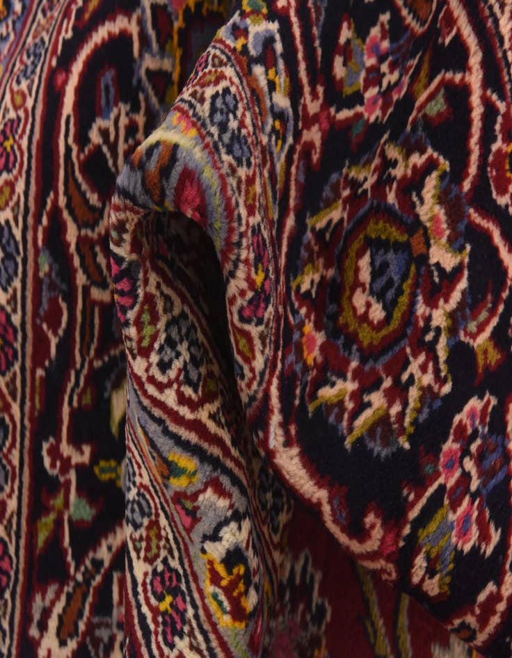 Detail image of  9' 6 x 13' 6  Hand Knotted Kashan Persian Wool Rug