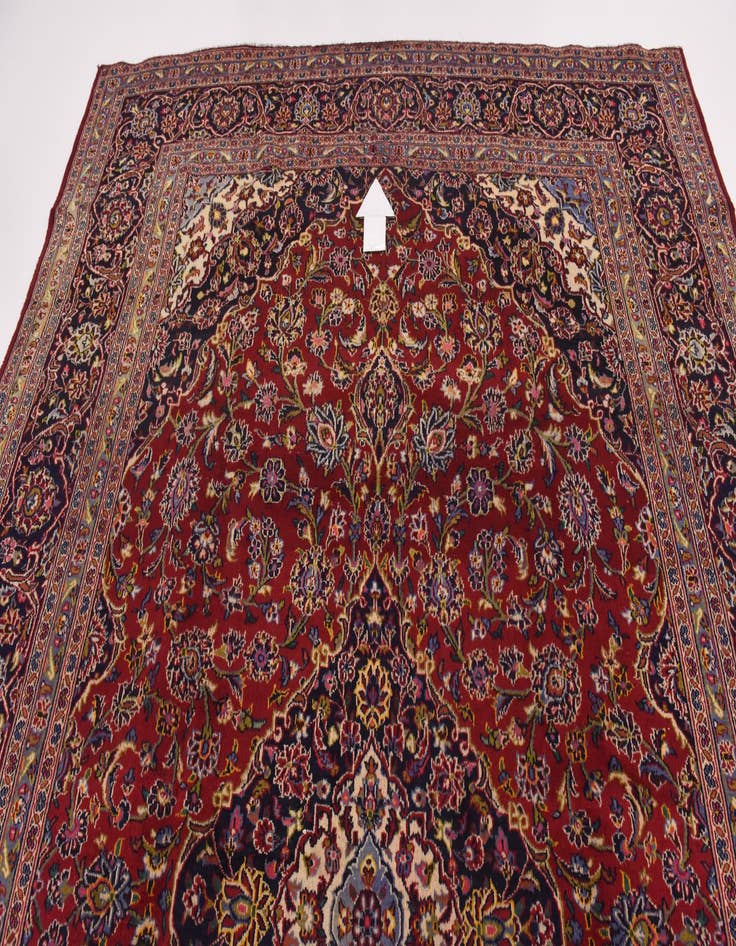 Detail image of  9' 6 x 13' 6  Hand Knotted Kashan Persian Wool Rug