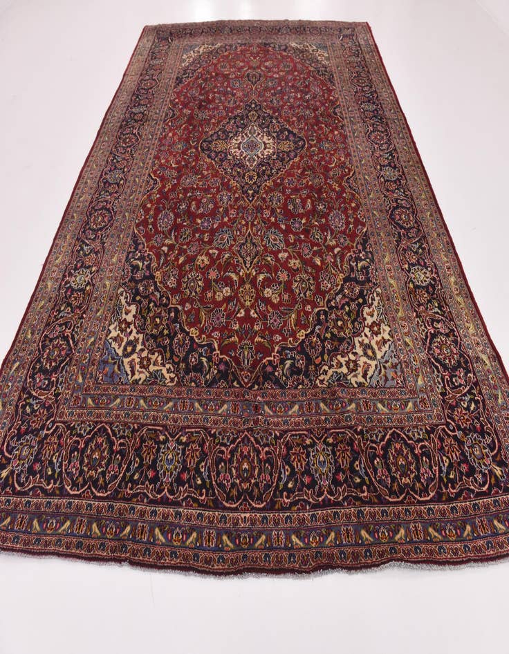 Detail image of  9' 6 x 13' 6  Hand Knotted Kashan Persian Wool Rug