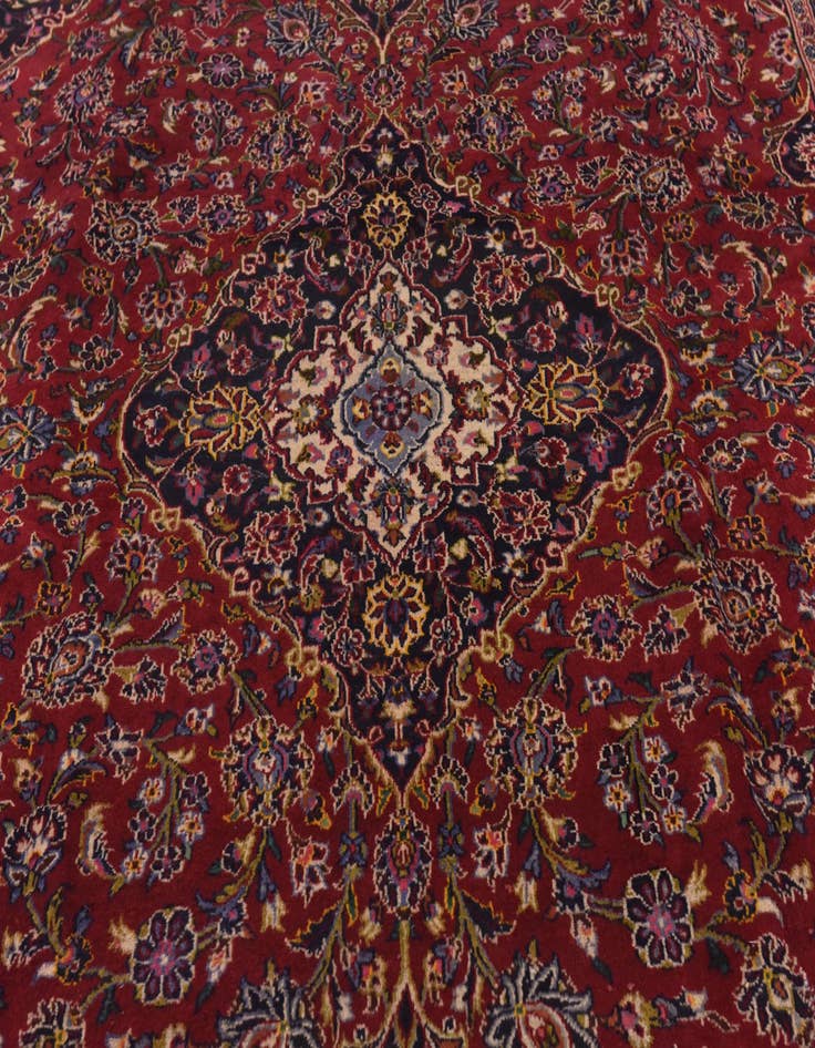 Detail image of  9' 6 x 13' 6  Hand Knotted Kashan Persian Wool Rug