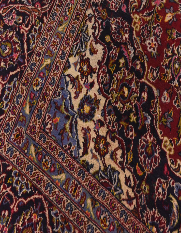 Detail image of  9' 6 x 13' 6  Hand Knotted Kashan Persian Wool Rug
