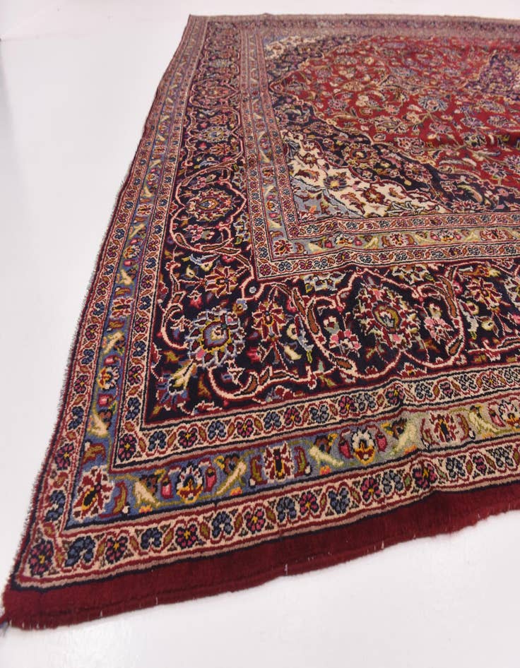 Detail image of  9' 6 x 13' 6  Hand Knotted Kashan Persian Wool Rug