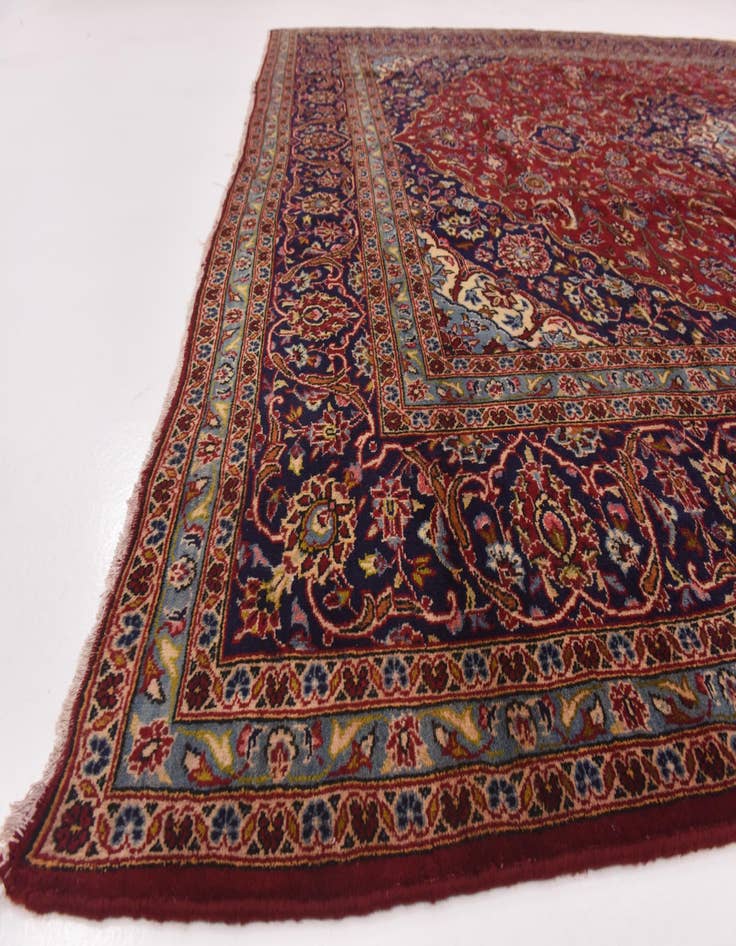 Detail image of  9' 9 x 12' 9  Hand Knotted Kashan Persian Wool Rug