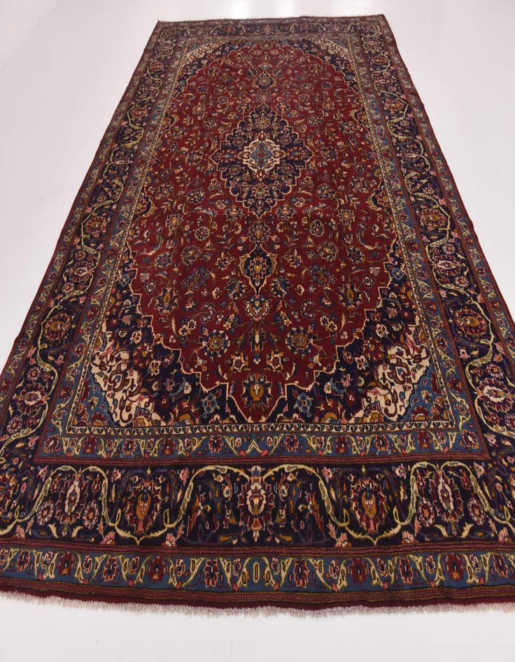 Detail image of  9' 10 x 13' 6  Hand Knotted Kashan Persian Wool Rug