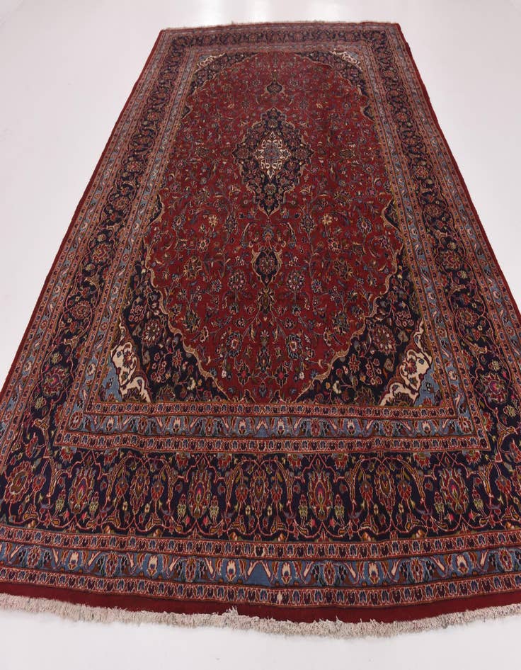 Detail image of  9' 10 x 13'  Hand Knotted Kashan Persian Wool Rug