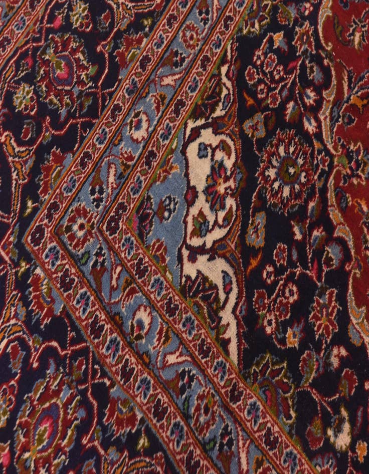 Detail image of  9' 10 x 13'  Hand Knotted Kashan Persian Wool Rug
