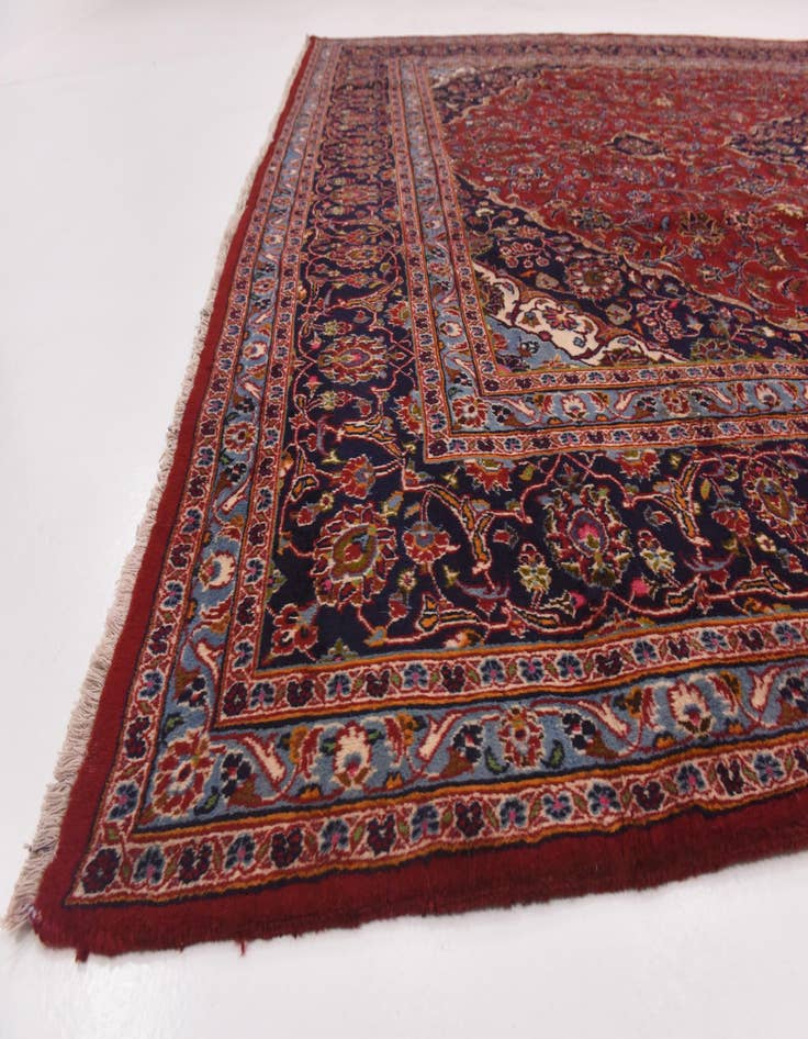 Detail image of  9' 10 x 13'  Hand Knotted Kashan Persian Wool Rug