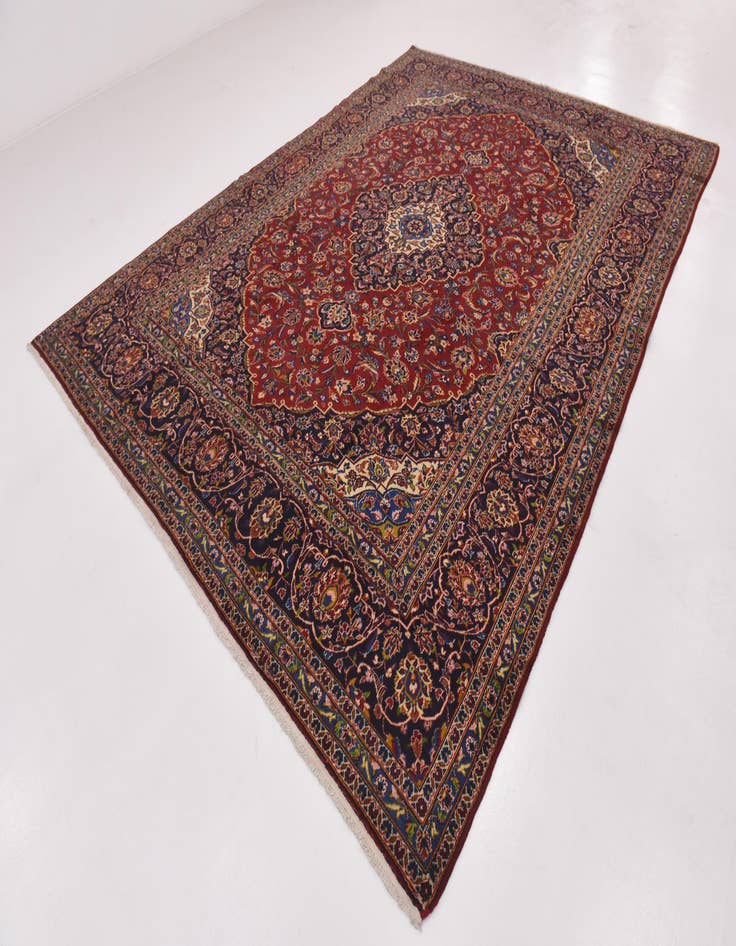 Detail image of  9' 7 x 12' 10  Hand Knotted Kashan Persian Wool Rug