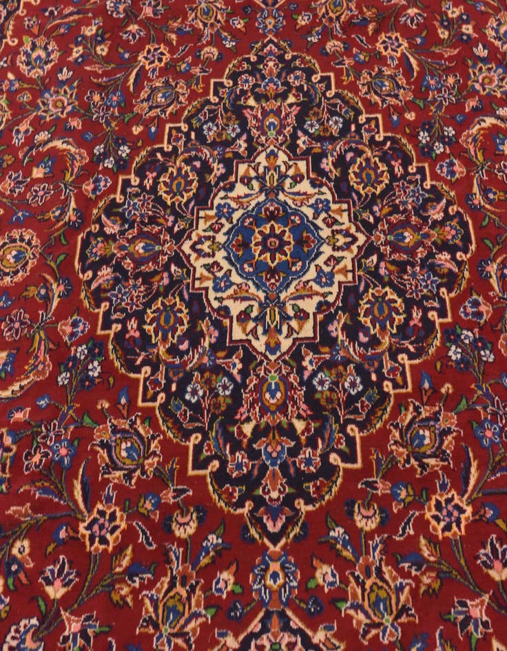 Detail image of  9' 7 x 12' 10  Hand Knotted Kashan Persian Wool Rug