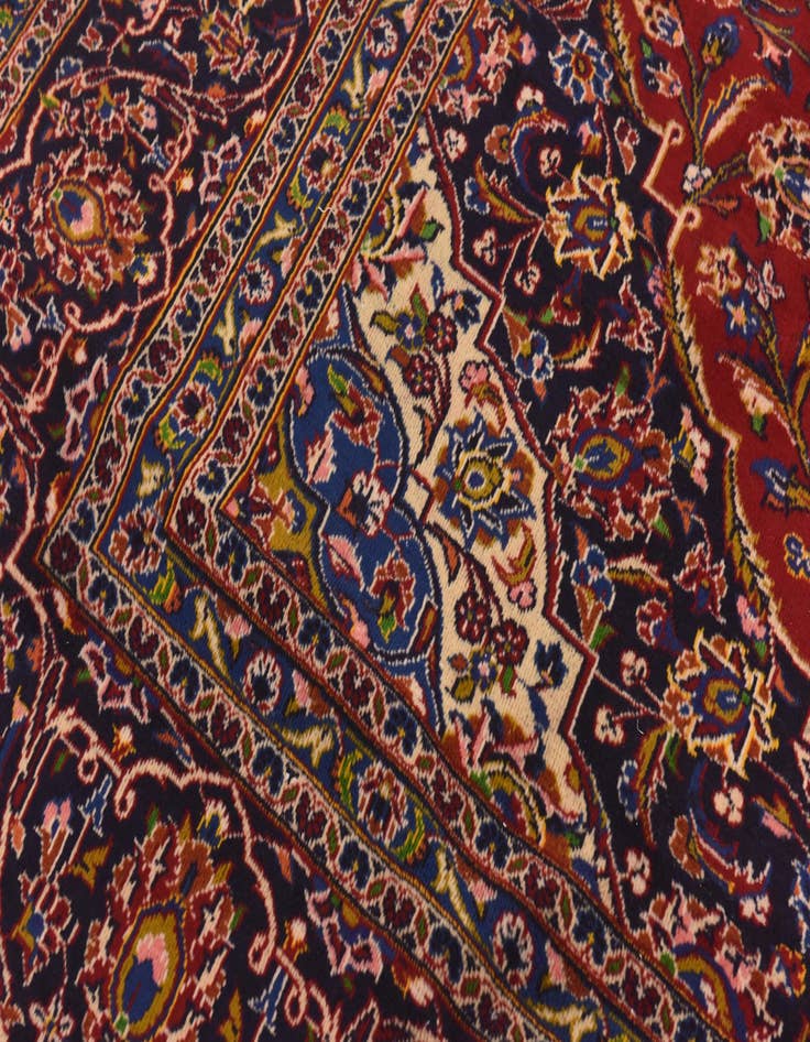 Detail image of  9' 7 x 12' 10  Hand Knotted Kashan Persian Wool Rug