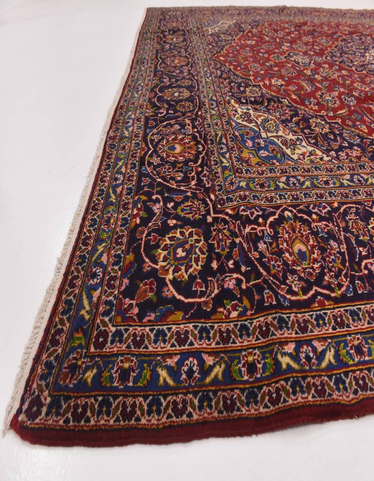 Detail image of  9' 7 x 12' 10  Hand Knotted Kashan Persian Wool Rug