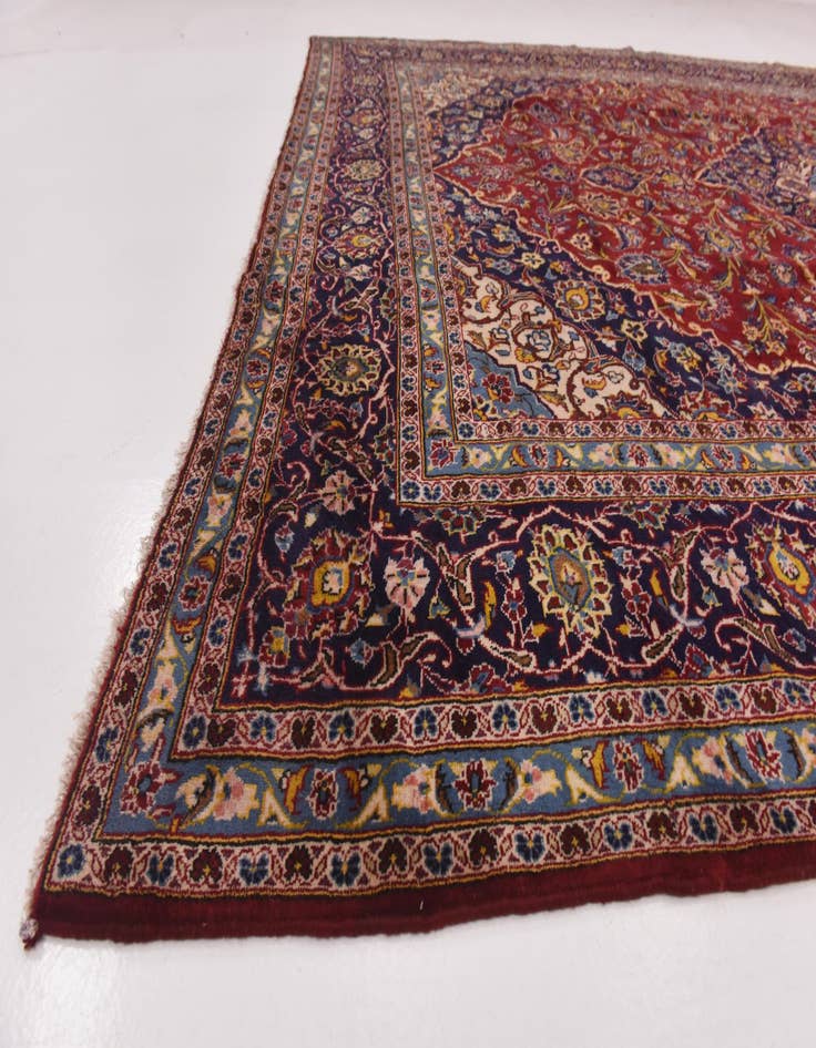 Detail image of  9' 7 x 12' 10  Hand Knotted Kashan Persian Wool Rug