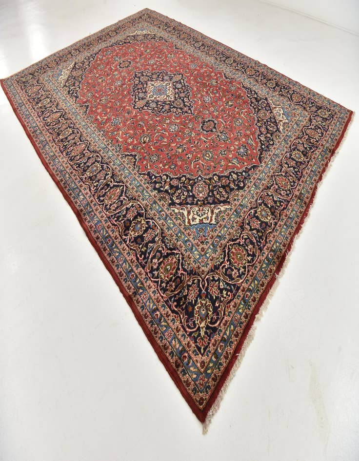 Detail image of  9' 9 x 13' 3  Hand Knotted Kashan Persian Wool Rug