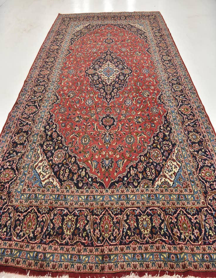 Detail image of  9' 9 x 13' 3  Hand Knotted Kashan Persian Wool Rug