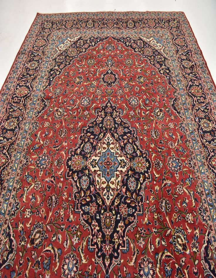 Detail image of  9' 9 x 13' 3  Hand Knotted Kashan Persian Wool Rug