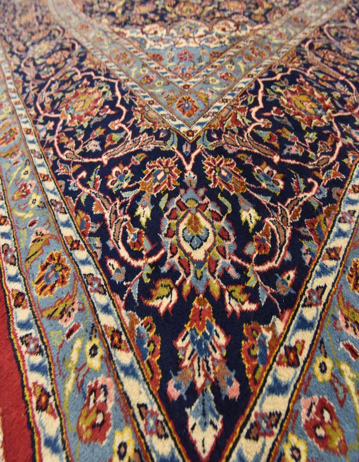 Detail image of  9' 6 x 13' 5  Hand Knotted Kashan Persian Wool Rug