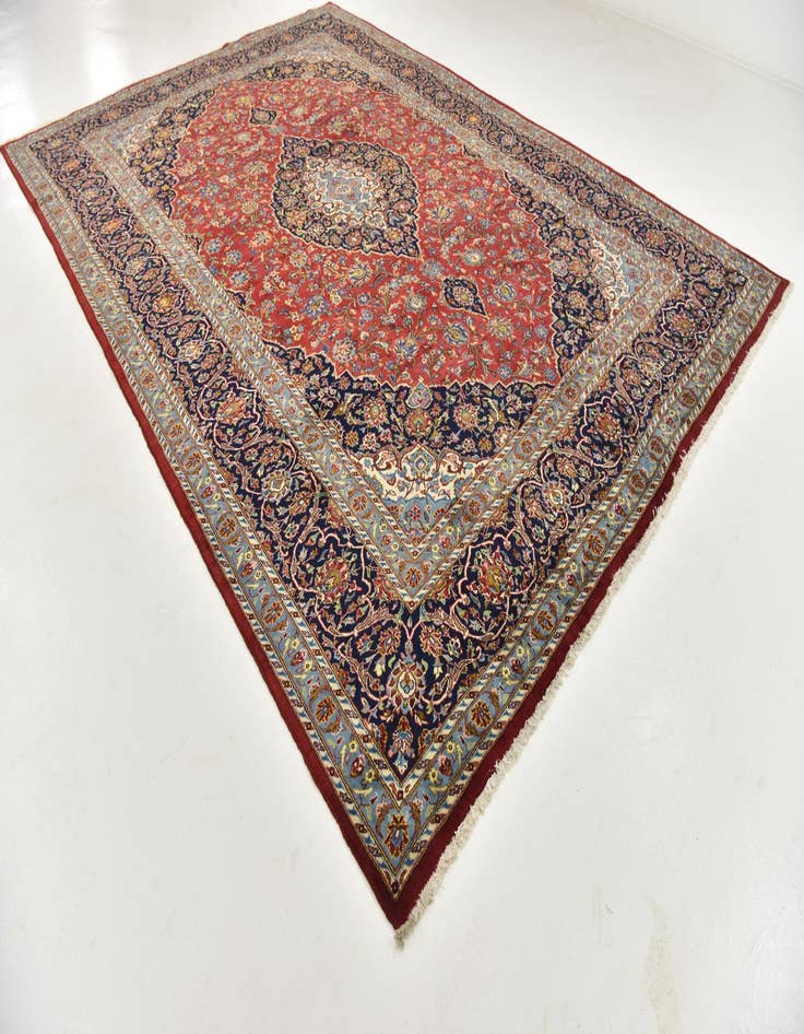 Detail image of  9' 6 x 13' 5  Hand Knotted Kashan Persian Wool Rug