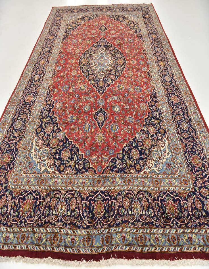 Detail image of  9' 6 x 13' 5  Hand Knotted Kashan Persian Wool Rug