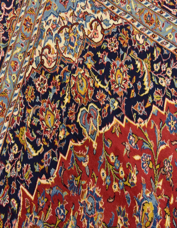 Detail image of  9' 6 x 13' 5  Hand Knotted Kashan Persian Wool Rug