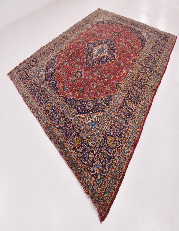 Detail image of  10' x 12' 7  Hand Knotted Kashan Persian Wool Rug