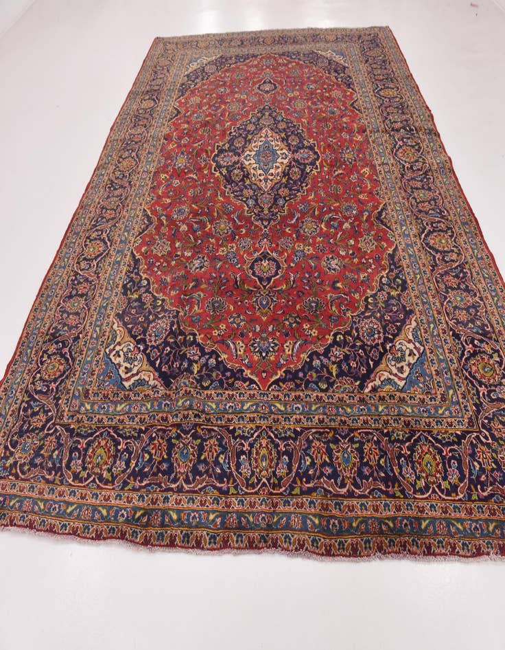 Detail image of  10' x 12' 7  Hand Knotted Kashan Persian Wool Rug