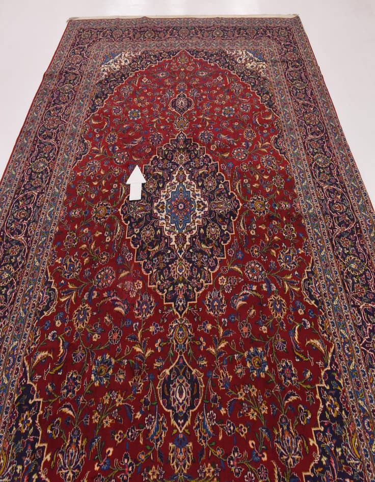 Detail image of  9' 6 x 12' 10  Hand Knotted Kashan Persian Wool Rug