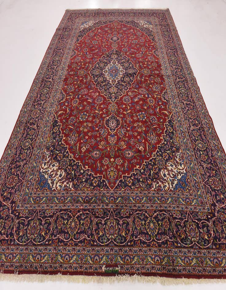 Detail image of  9' 6 x 12' 10  Hand Knotted Kashan Persian Wool Rug