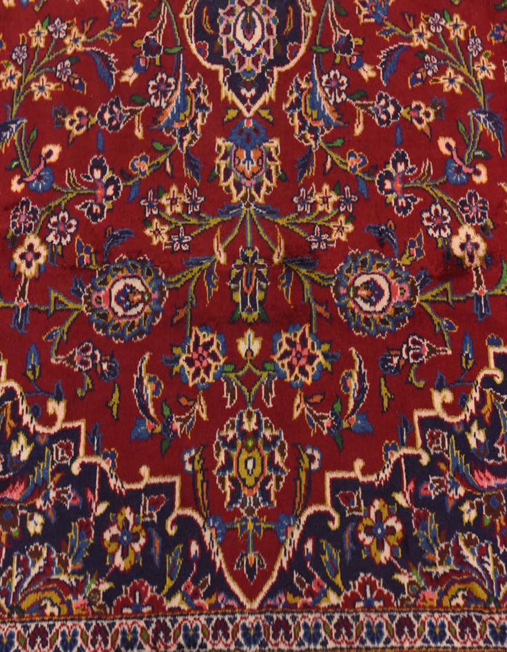 Detail image of  9' 6 x 12' 10  Hand Knotted Kashan Persian Wool Rug