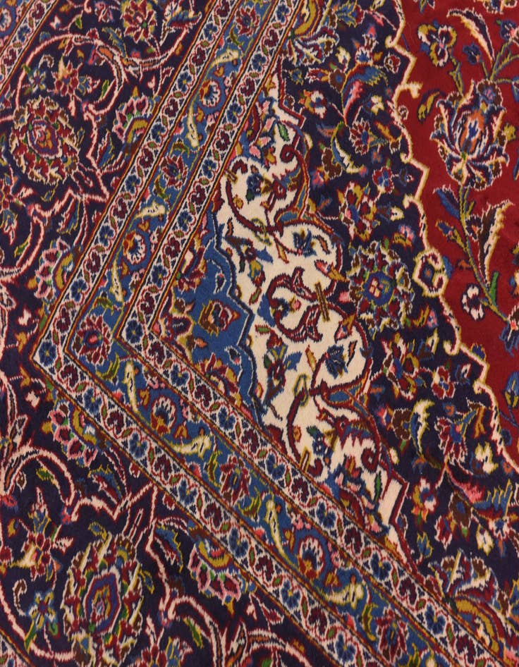 Detail image of  9' 6 x 12' 10  Hand Knotted Kashan Persian Wool Rug