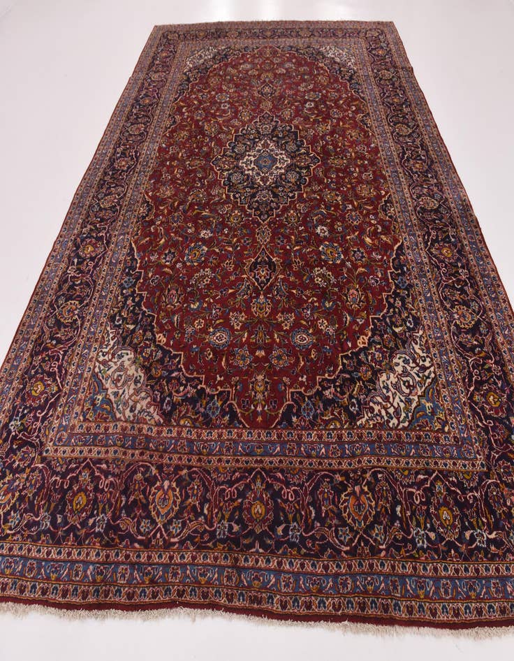 Detail image of  9' 10 x 13'  Hand Knotted Kashan Persian Wool Rug