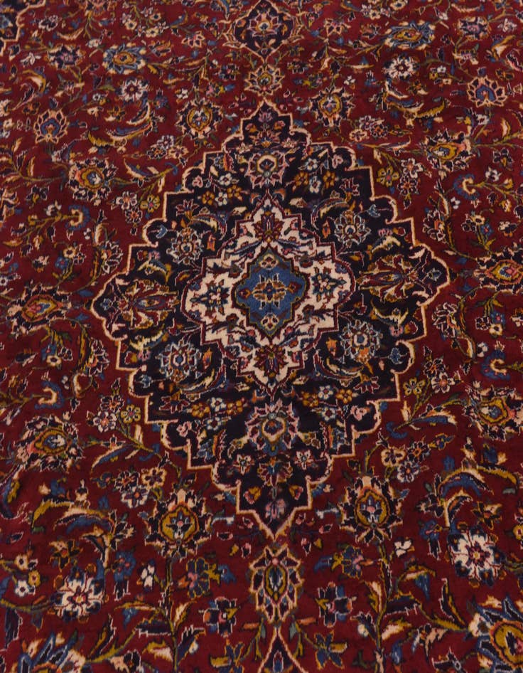 Detail image of  9' 10 x 13'  Hand Knotted Kashan Persian Wool Rug