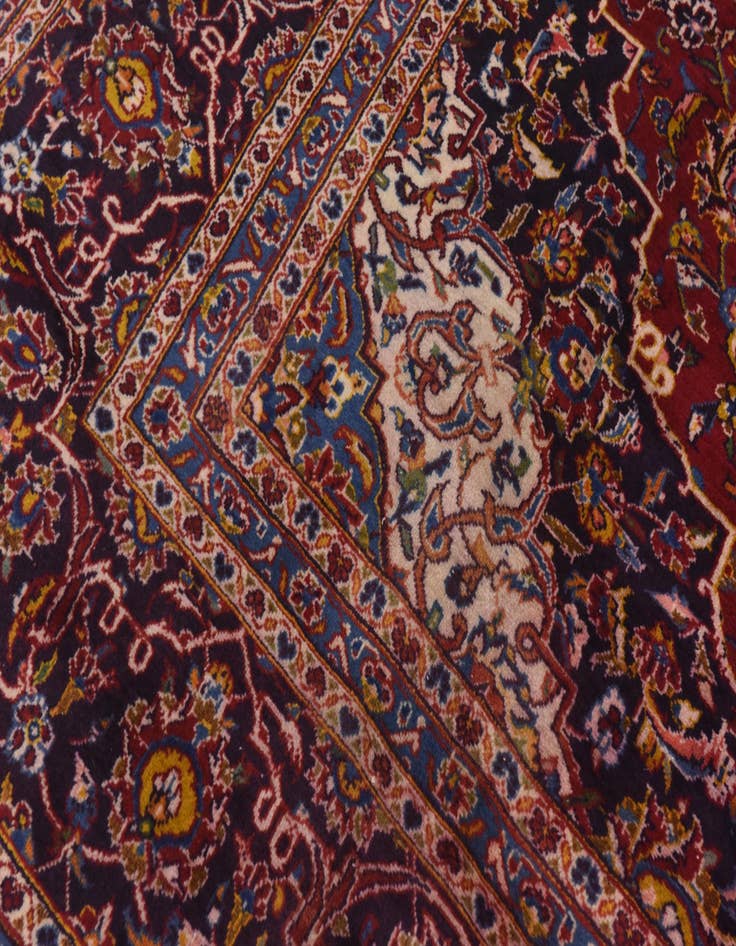 Detail image of  9' 10 x 13'  Hand Knotted Kashan Persian Wool Rug