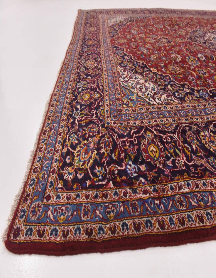 Detail image of  9' 10 x 13'  Hand Knotted Kashan Persian Wool Rug