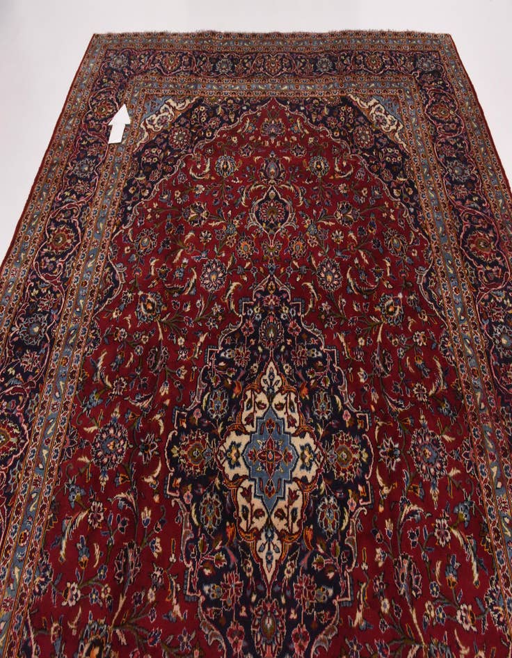 Detail image of  9' 9 x 13'  Hand Knotted Kashan Persian Wool Rug