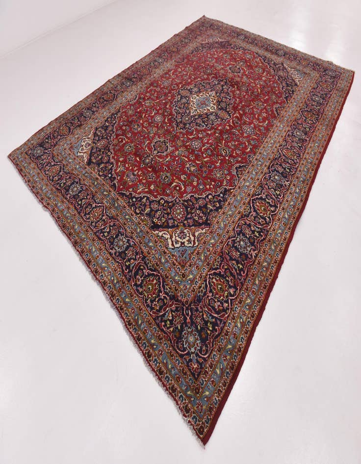 Detail image of  9' 9 x 13'  Hand Knotted Kashan Persian Wool Rug