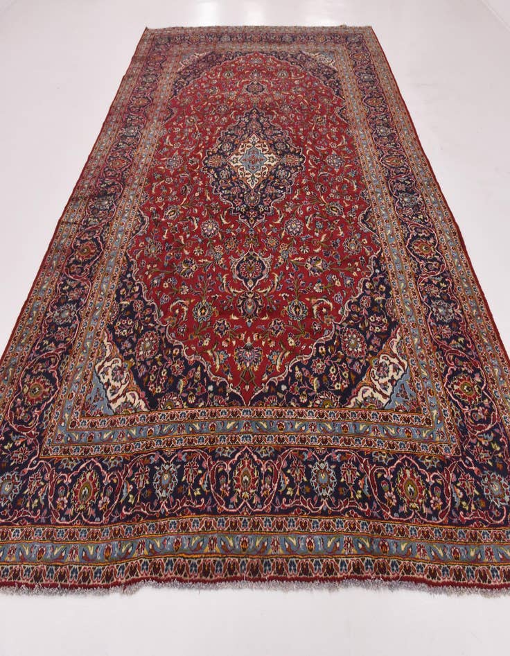 Detail image of  9' 9 x 13'  Hand Knotted Kashan Persian Wool Rug