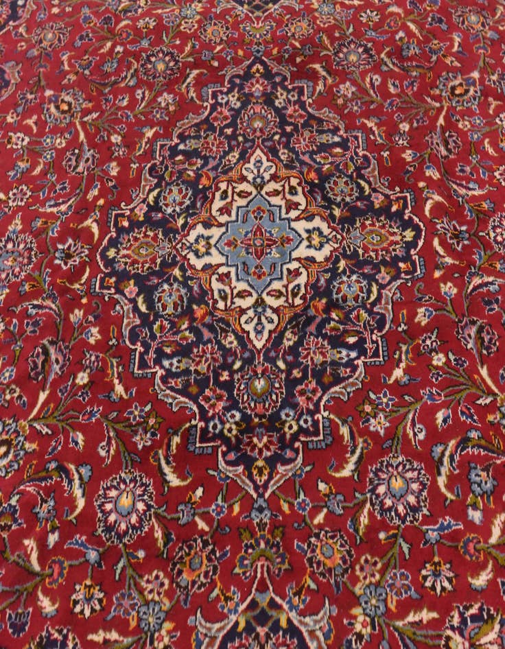 Detail image of  9' 9 x 13'  Hand Knotted Kashan Persian Wool Rug