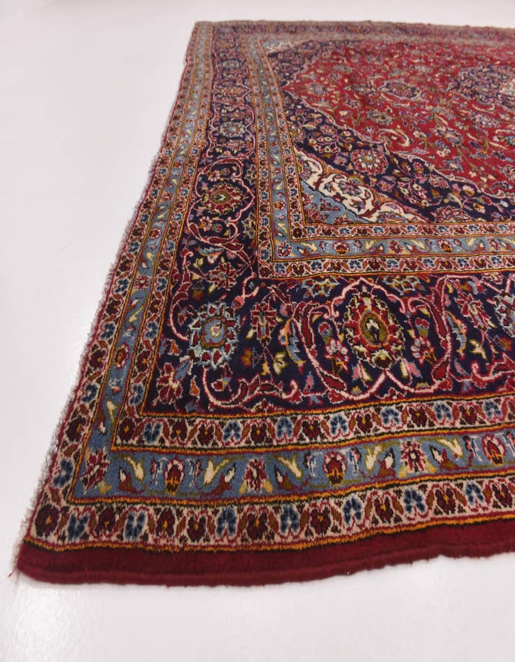 Detail image of  9' 9 x 13'  Hand Knotted Kashan Persian Wool Rug