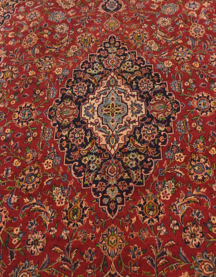Detail image of  9' 9 x 13' 4  Hand Knotted Kashan Persian Wool Rug