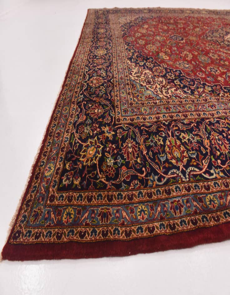 Detail image of  9' 9 x 13' 4  Hand Knotted Kashan Persian Wool Rug