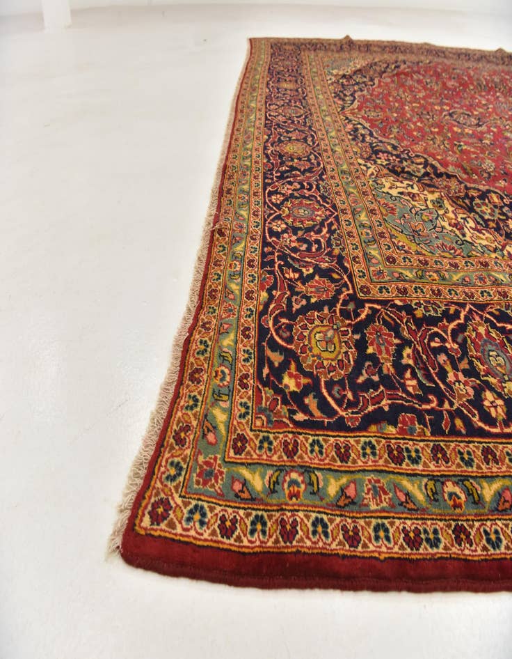 Detail image of  9' 9 x 13' 5  Hand Knotted Kashan Persian Wool Rug