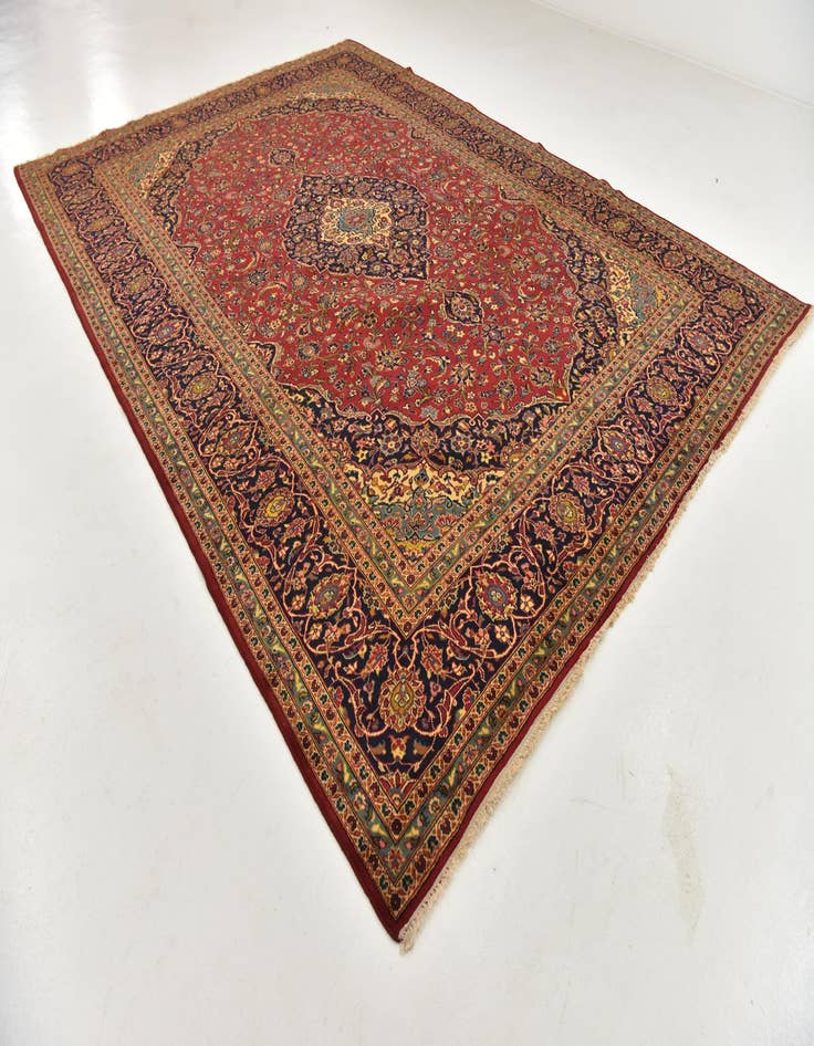 Detail image of  9' 9 x 13' 5  Hand Knotted Kashan Persian Wool Rug