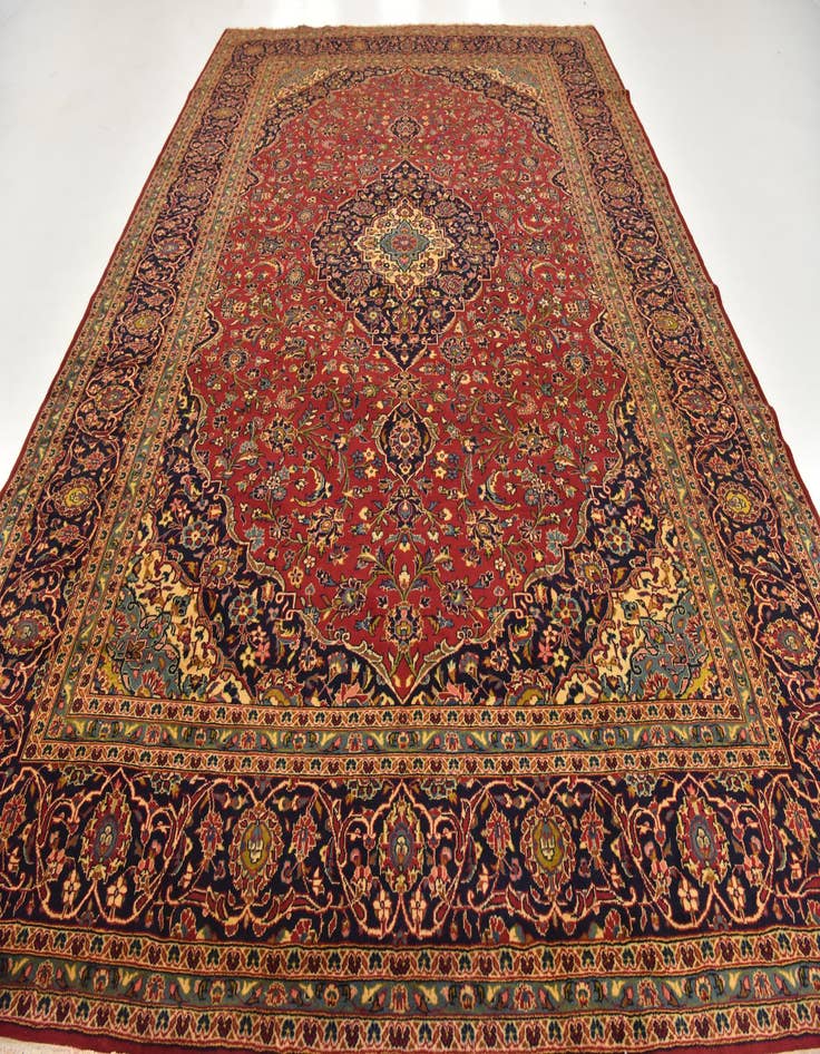 Detail image of  9' 9 x 13' 5  Hand Knotted Kashan Persian Wool Rug