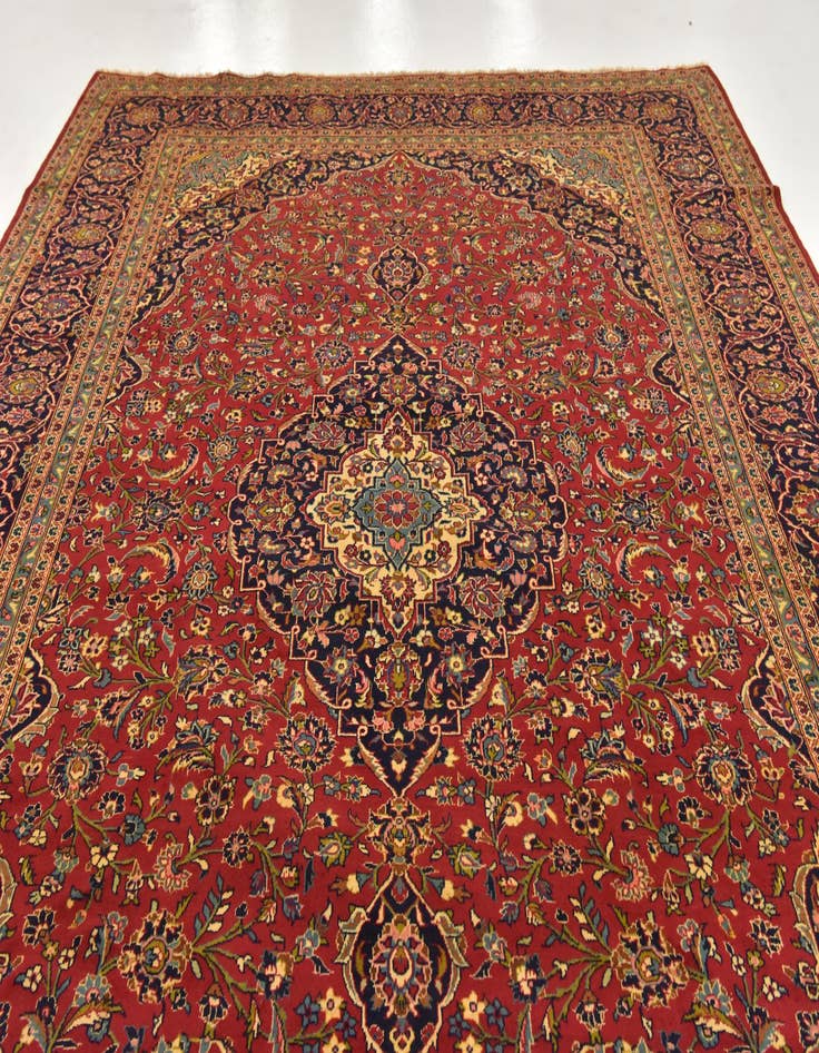 Detail image of  9' 9 x 13' 5  Hand Knotted Kashan Persian Wool Rug