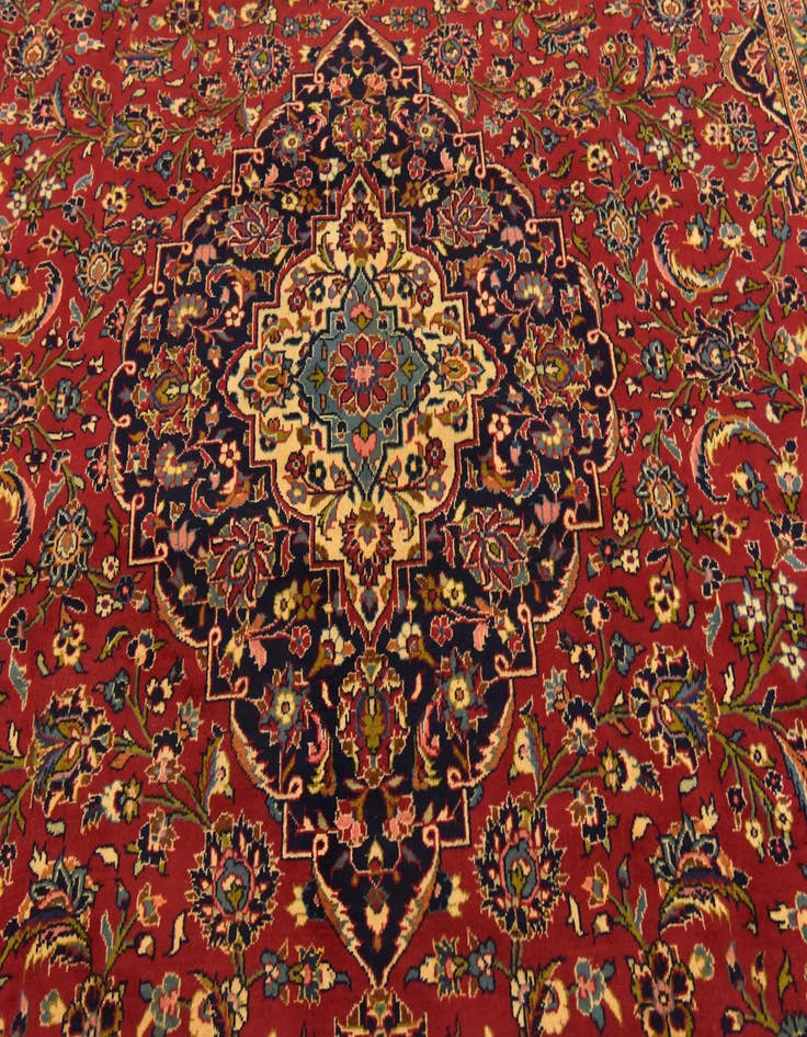 Detail image of  9' 9 x 13' 5  Hand Knotted Kashan Persian Wool Rug